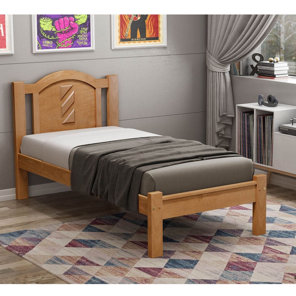 Cama de Solteiro 188cm x 95cm Freijó Grécia Madeira Pinus - Cavazotto