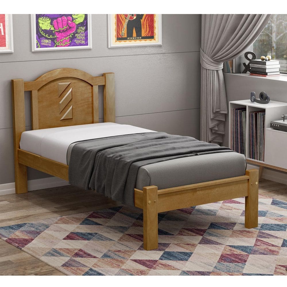 Cama de Solteiro 188cm x 95cm Imbuia Grécia Madeira Pinus - Cavazotto