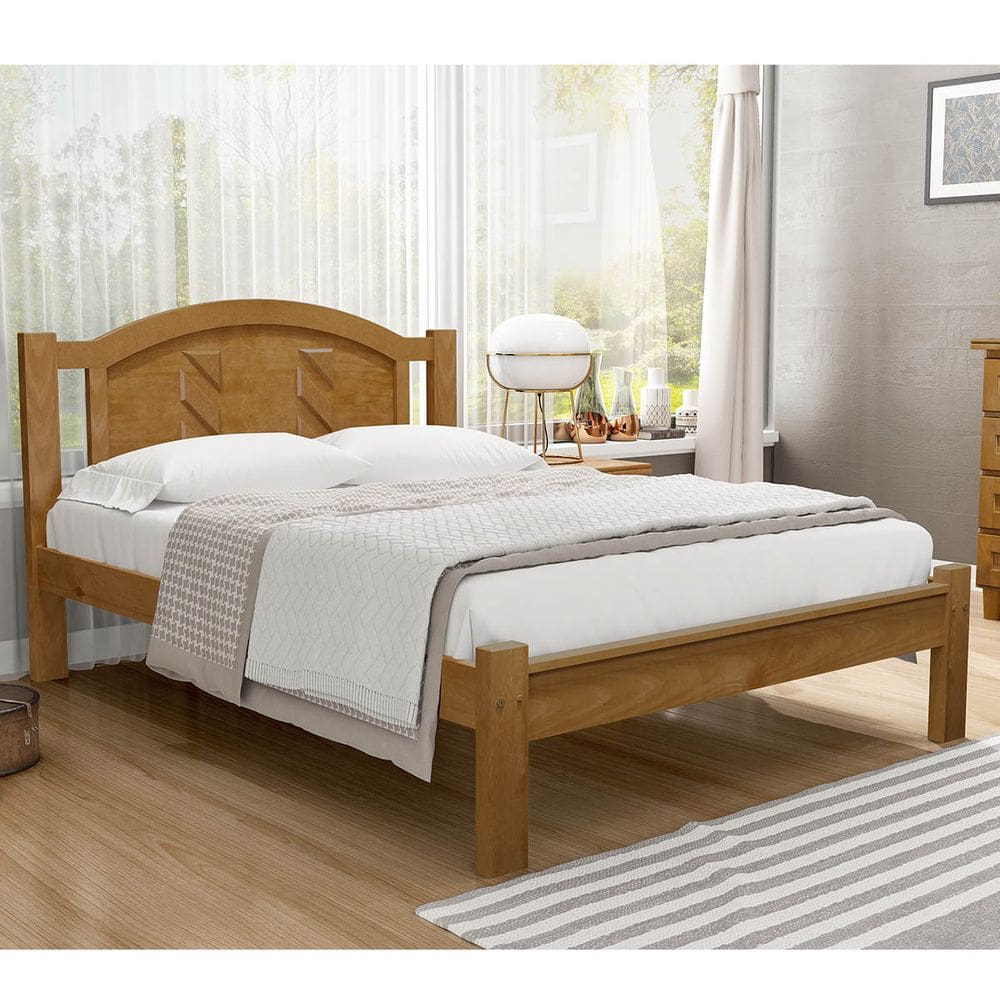 Cama de Casal 197cm x 146cm Imbuia Grécia Madeira Pinus - Cavazotto