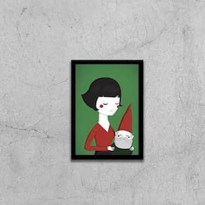 Quadro Ilustração Amelie Poulain 33X24Cm - Moldura Preta