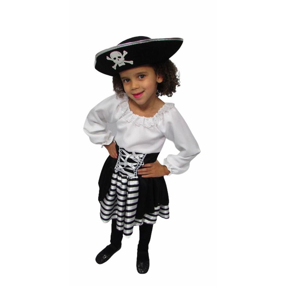 Fantasia Vestido Pirata Feminina Bebê Infantil Carnaval Listrada Halloween Zumbi Terror