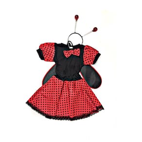 Fantasia Joaninha Bebê Menina Vestido de Bolinhas Poá Infantil Carnaval Bloquinho