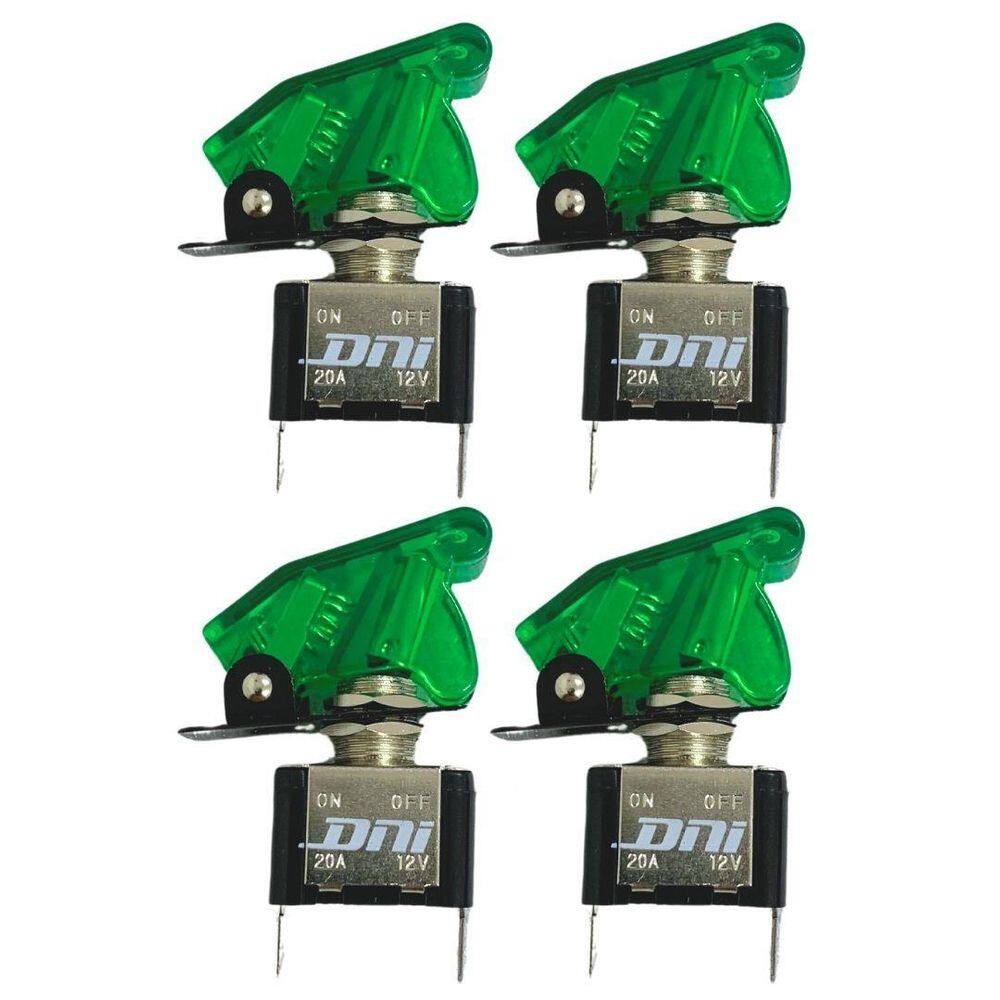 Kit 4 Chave Botão Liga Desliga 2 Posições 12V Capa Verde Led