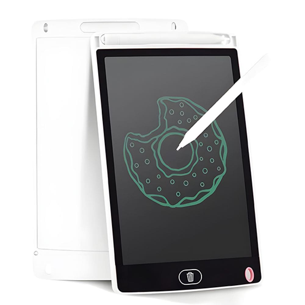 Lousa Mágica Tablet Digital Branco 12" com Caneta de Desenho Traço Colorido para Desenhar e Anotar