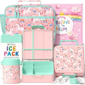 Conjunto de lancheira Fimibuke Kids Bento com bolsa, garrafa térmica e utensílios