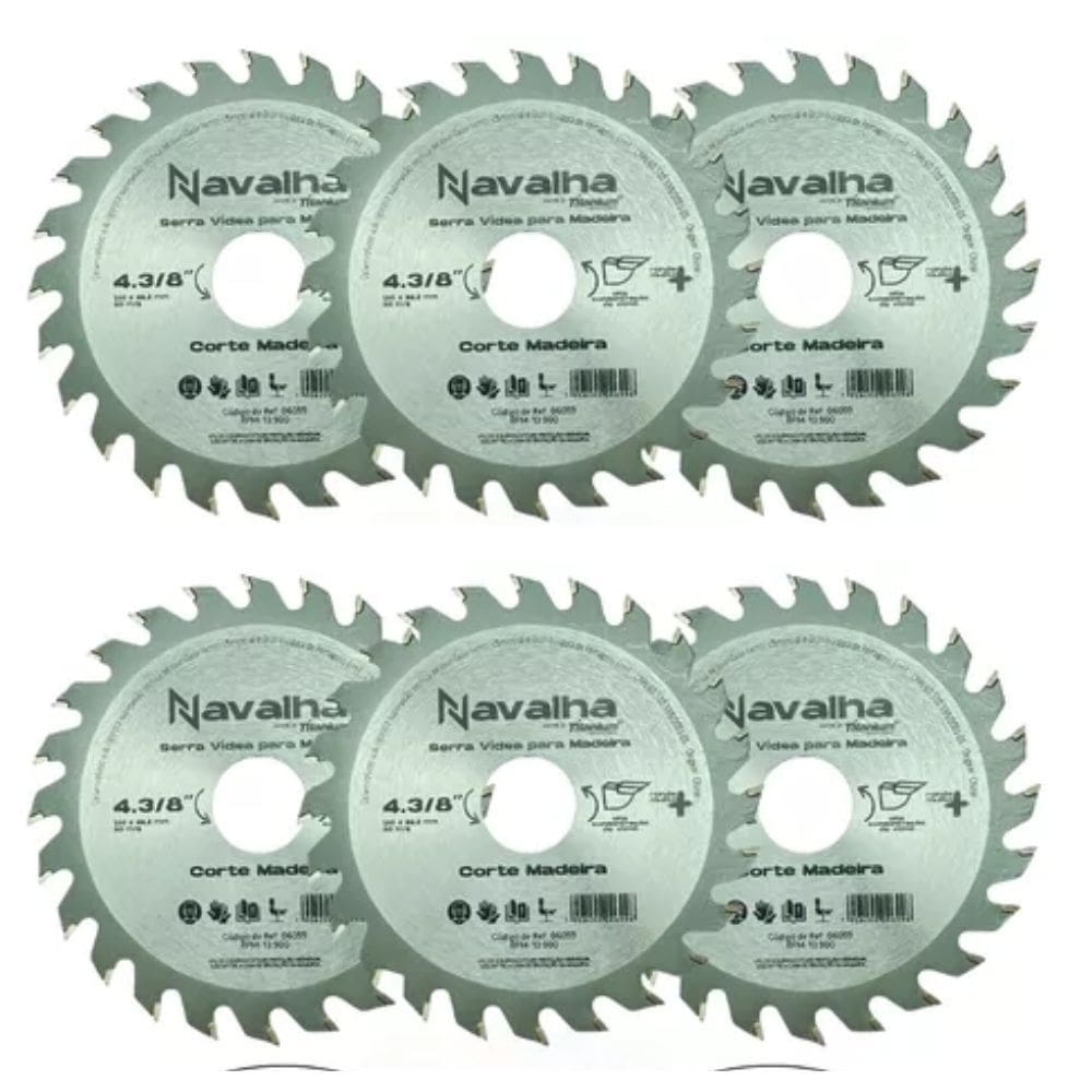 Kit 6 Serras Para Madeira 24 Dentes 110mm 6059 Titanium