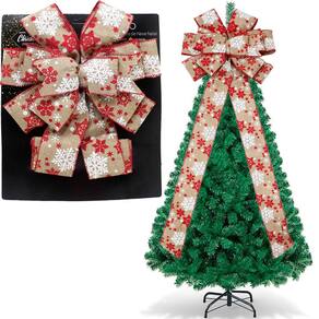 Decoração Laço Artesanal Árvore Natal Flocos De Neve De 78cm