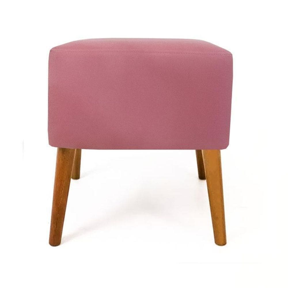 Puff Puf Quadrado Suede Marrocos Rosê Pés Palito Castanho