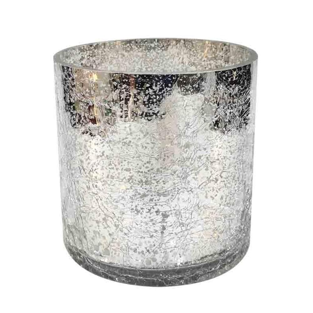 Castiçal Vaso De Vidro Prata Metálico