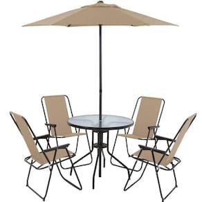 Conjunto com Mesa 4 Cadeiras e Guarda Sol para Jardim IWCJ005 IMPORTWAY
