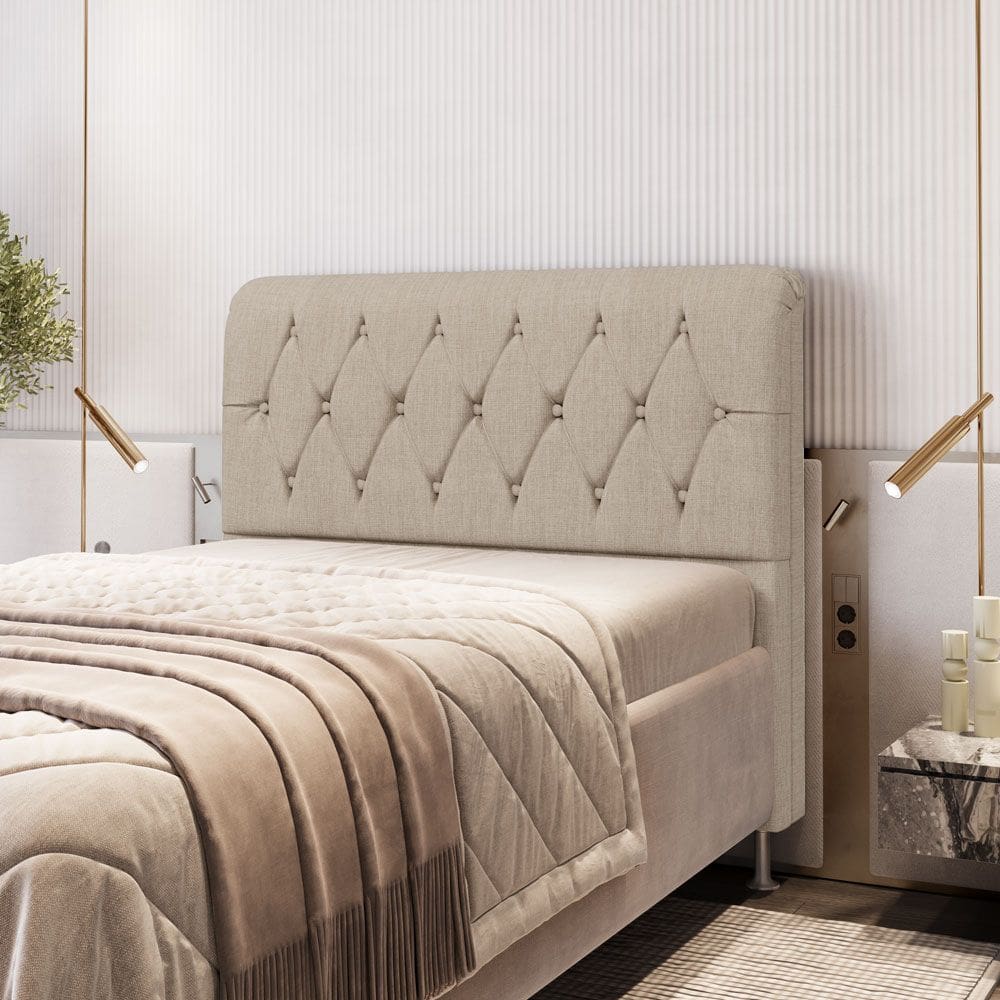 Cabeceira Sirus 195 Premium / N-039 Linho Bege