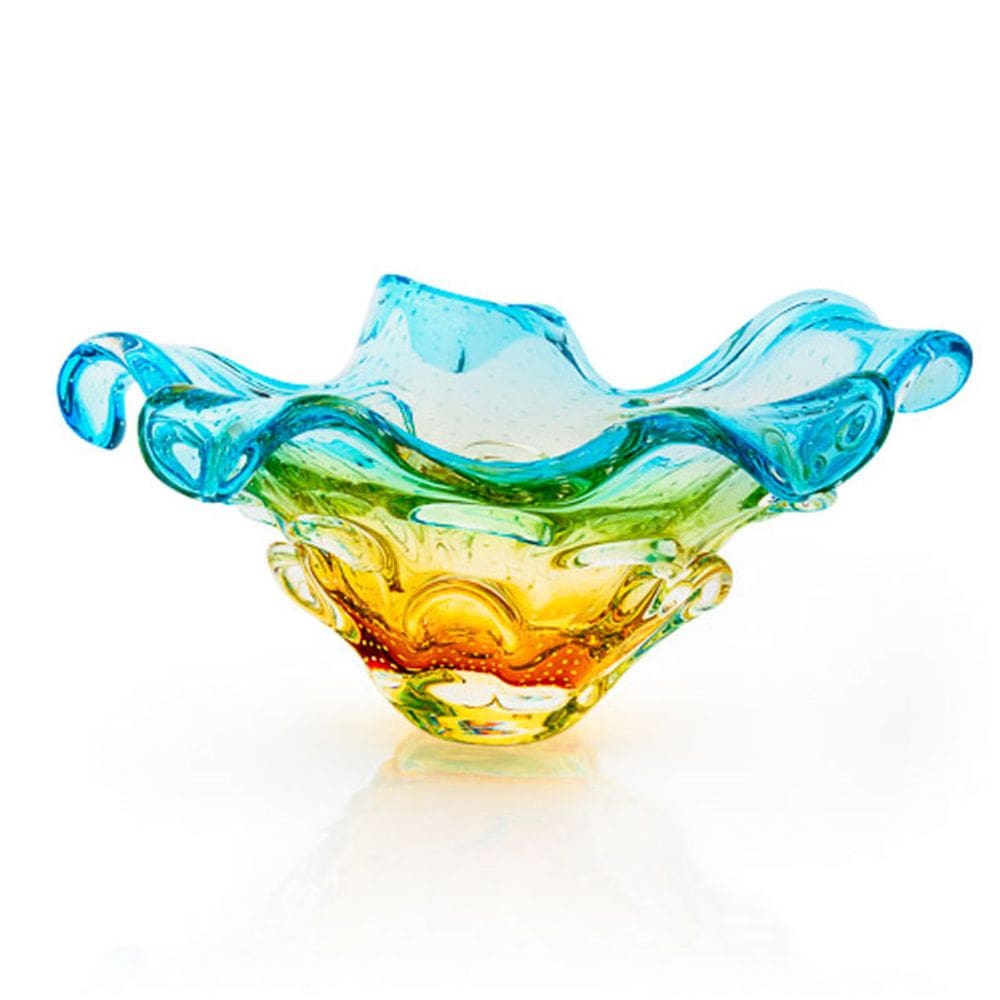 Centro De Mesa Em Cristal Murano Azul E Âmbar São Marcos