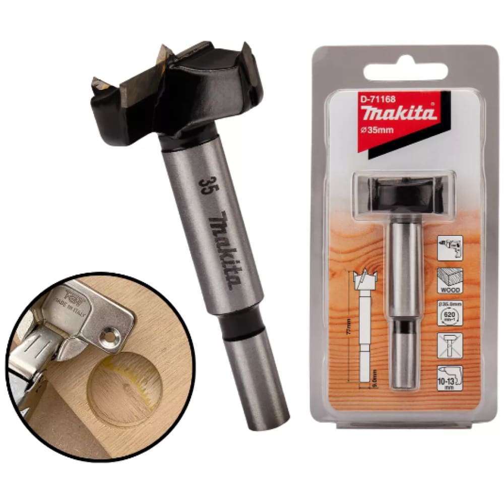 Fresa Tupia Broca Forstner 35mm P/ Dobradiça MAKITA D-71168