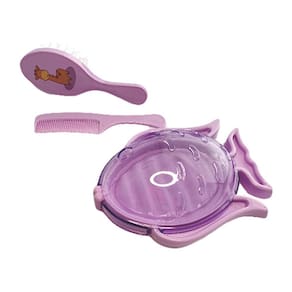 Kit 3 Com Saboneteira Pente E Escova Cuidados Para Bebê Rosa