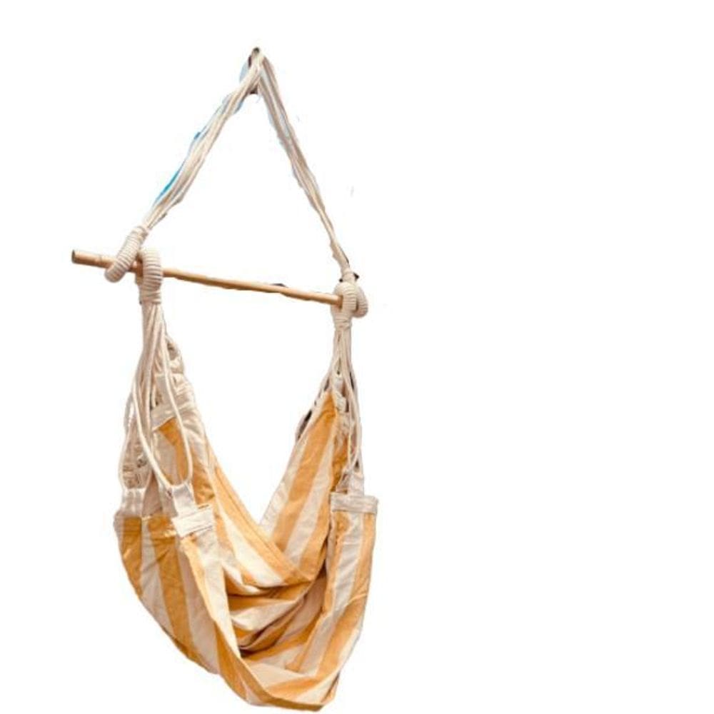 Cadeira De Balanço - Sem Espuma - Mostarda Com Listra Cru