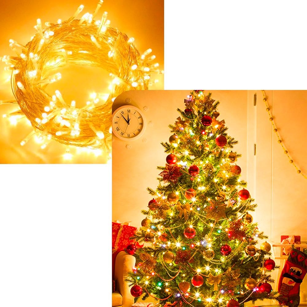 Cordão Pisca 200 Lâmpadas LEDs Amarelo Natalino 220v De 17m