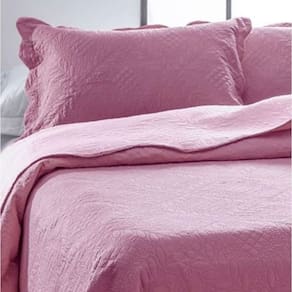 Kit Colcha Queen + Porta Travesseiro - Linha Bouti Ultrasonic - Rosa Chá - Jolitex