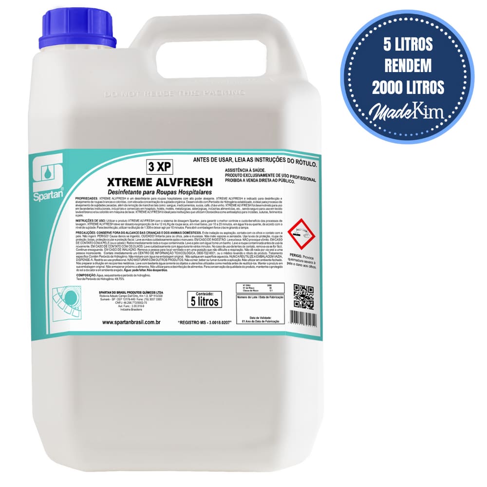 Desinfetante para Roupas Hospitalares Xtreme Alvfresh Spartan 5 Litros