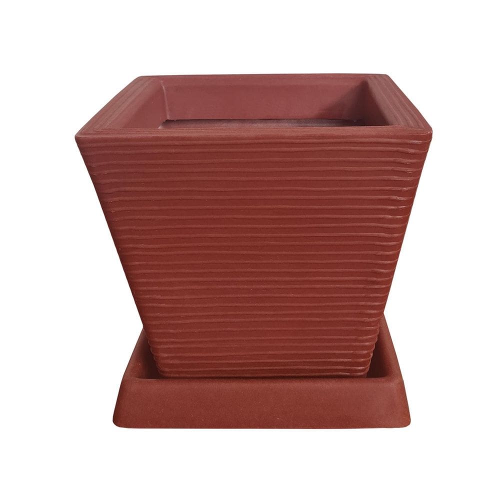Vaso De Planta Decorativo Polietileno 30X30 + Prato Cerâmica