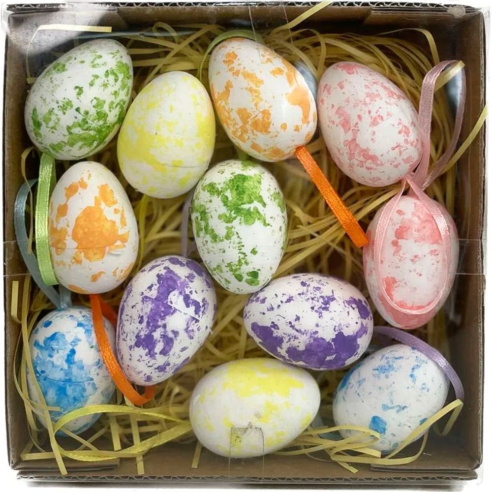 Kit 60 Ovos Pendentes De Páscoa Decorativo Coloridos Coelho