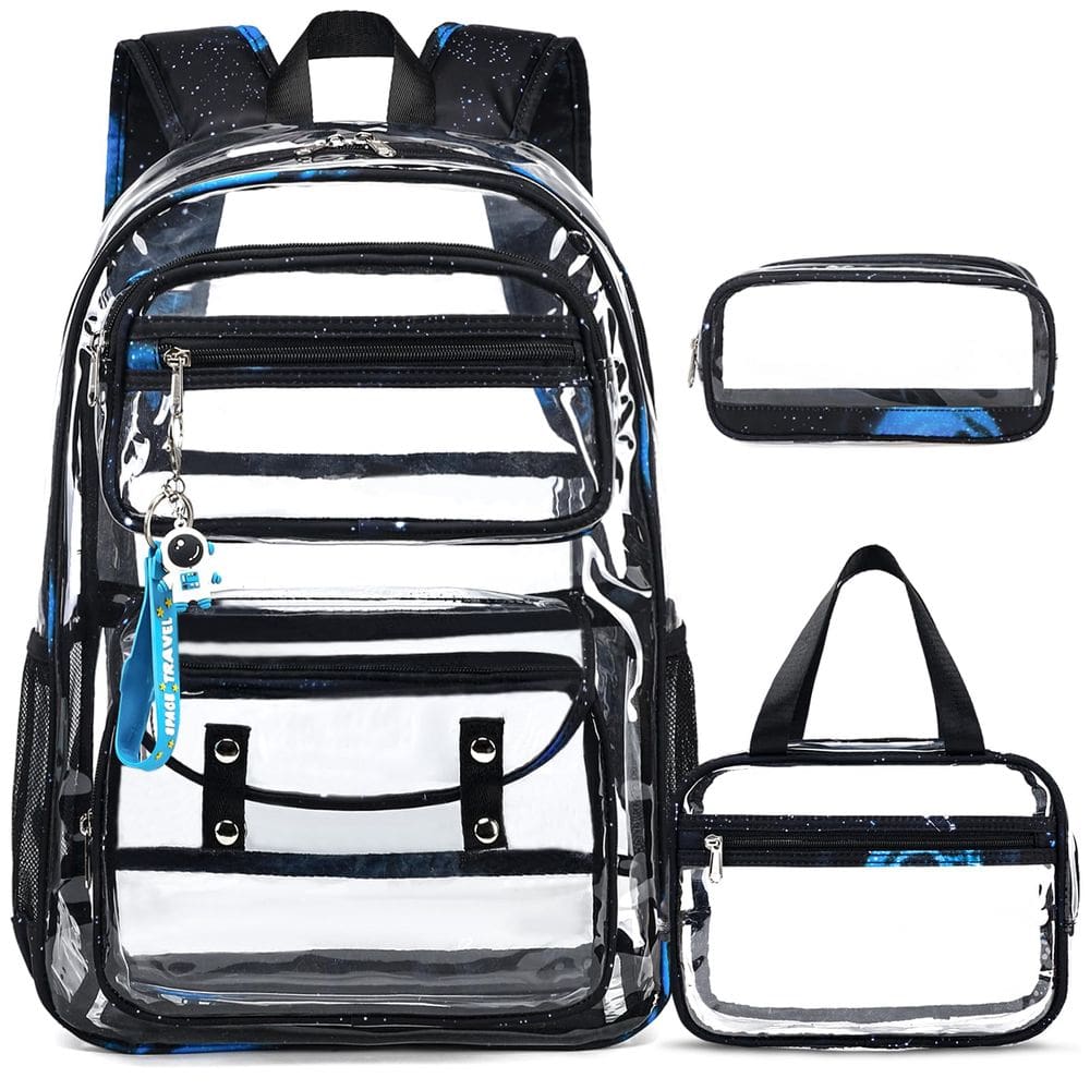 Mochila transparente ACESAK Galaxy para crianças com lancheira, conjunto de 3 peças