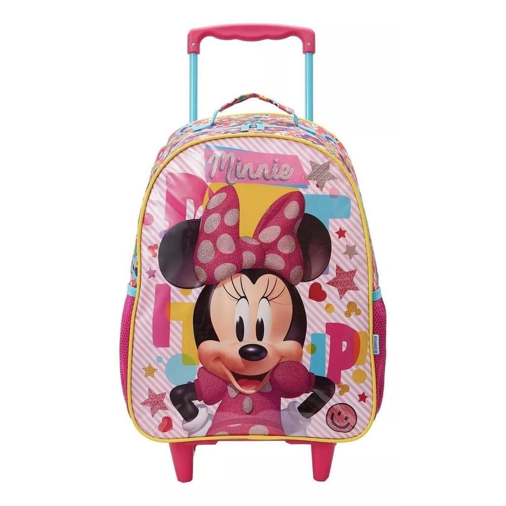 Mochila Infantil Escolar Minnie Mouse Mala De Rodinhas Rosa