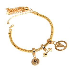 Pulseira Berloque Fisioterapia Fé Folheado Ouro 18k