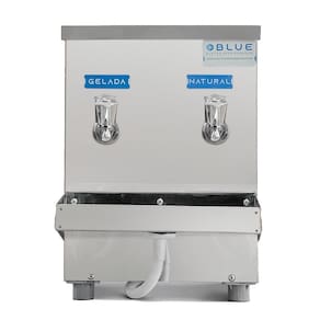 Bebedouro Purificador Industrial Blue Bancada 2 Torneiras Natural e Gelada 10L PIB10L127VN-2T Inox 127V