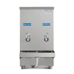 Bebedouro Purificador Industrial Blue Bancada 2 Torneiras Natural e Gelada 20L PIB20L127VN-2T Inox 127V