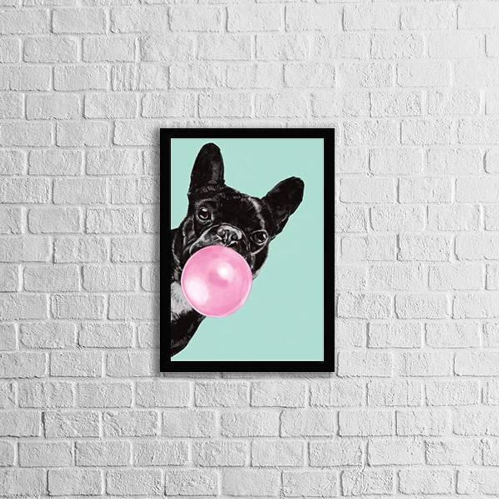 Quadro Bulldog Francês Chicletes 24X18Cm