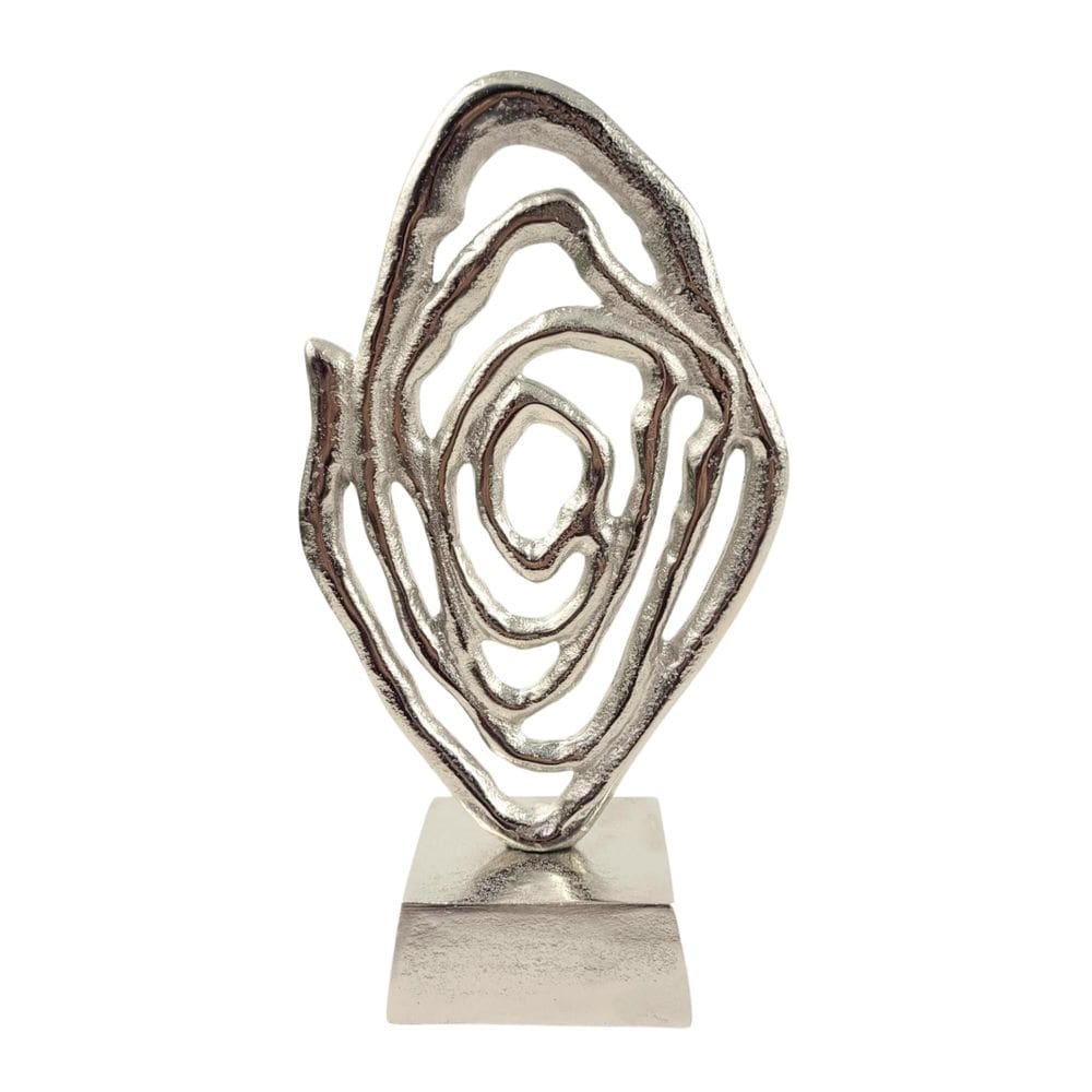 Escultura Decorativa Prata Flor Alumínio 30Cm