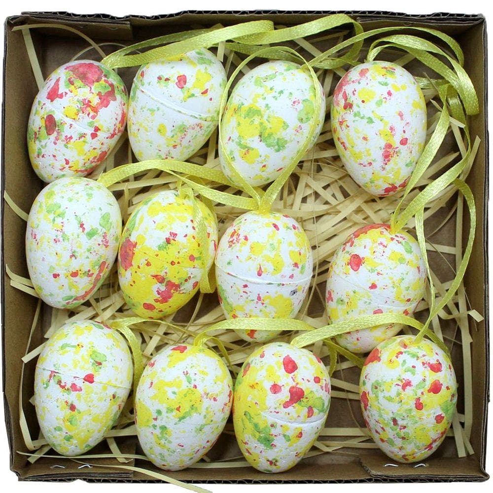 Kit 36 Ovos Pendentes De Páscoa Cesta Coloridos Decorativo