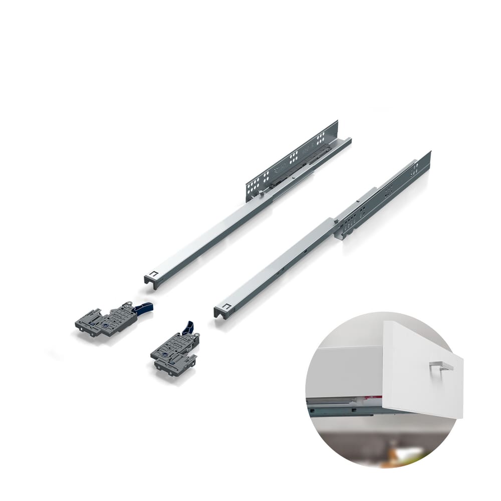 Corrediça Trilho Telescópico Invisível Com Amortecedor Soft Closing 3d de 350 Mm Hd