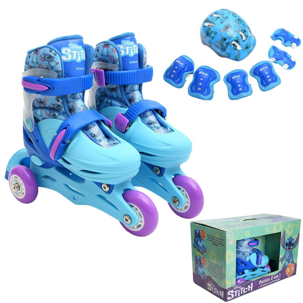 Patins - 2 em 1 com Kit de Seguranca Stitch 28 ao 31 HONGYAO