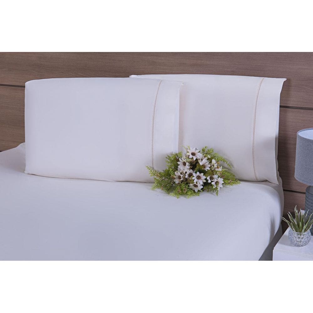 Kit 02 Fronhas 70X50Cm Percal 100% Algodo 300 Fios Ponto