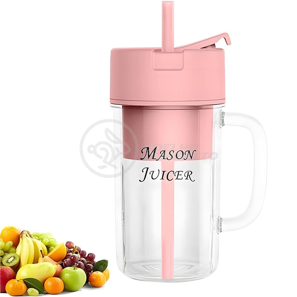 Copo Triturador Portátil L-898 Recarregável Caneca Rosa Misturadora de Alimentos Frutas