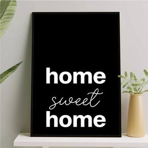 Quadro Home Sweet Home Minimalista 24X18Cm - Com Vidro Preta