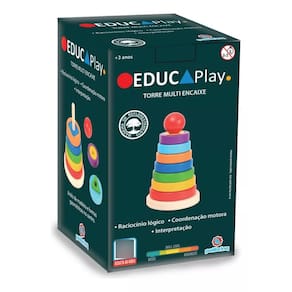 Brinquedo Infantil Com Anéis Formas Geometricas Polibrinq Torre Multi Encaixe