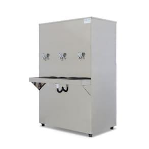Bebedouro Purificador Industrial Blue Coluna 3 Torneiras Natural e Gelada 100L PIC100L220VN-3T Inox 220V