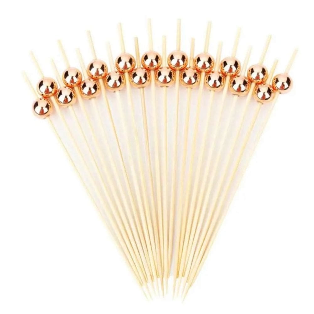 Palitos De Bambu Com Bolinhas Rose 12cm 20un Silver