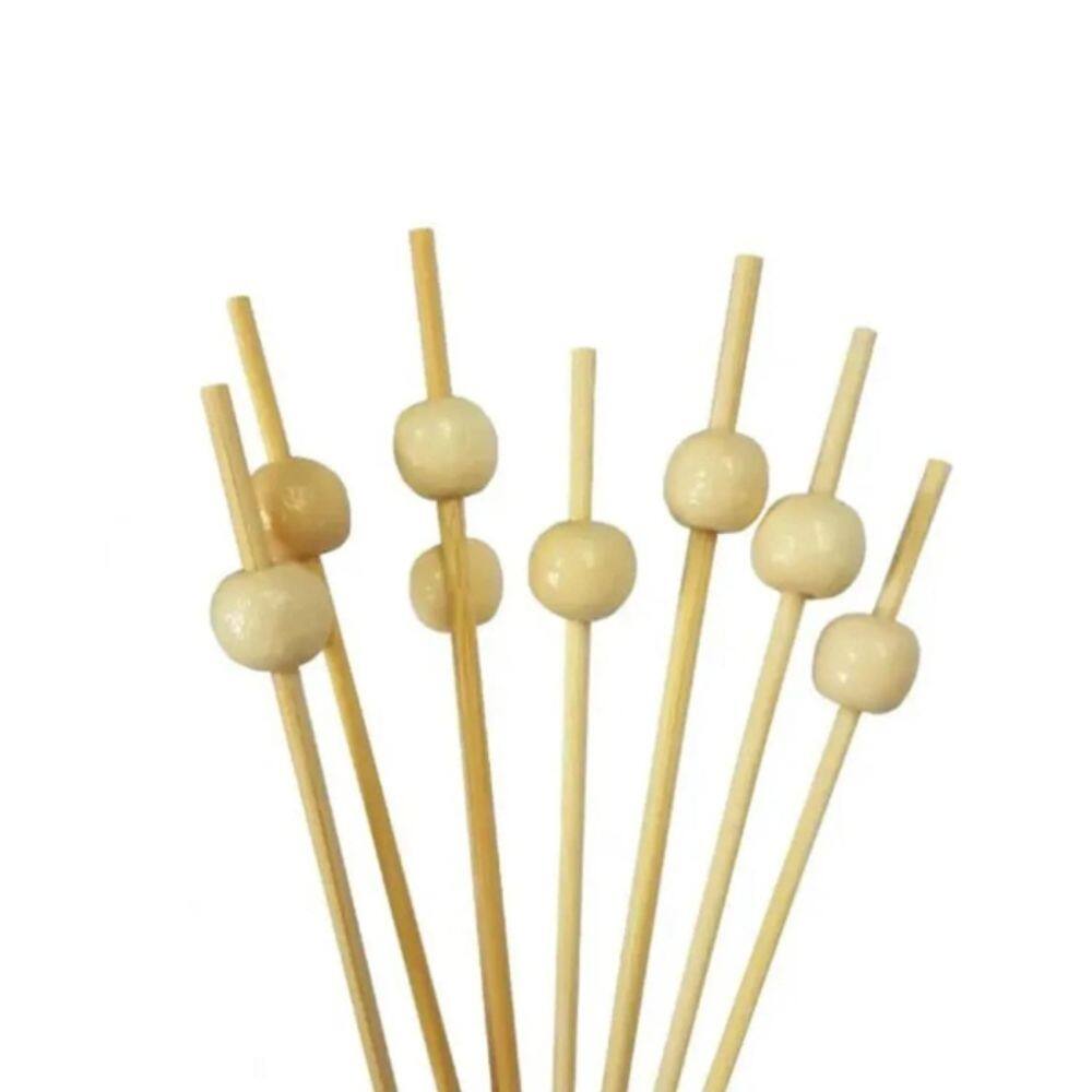 Palitos De Bambu Com Bolinhas Bege 12cm 20 Un Silver