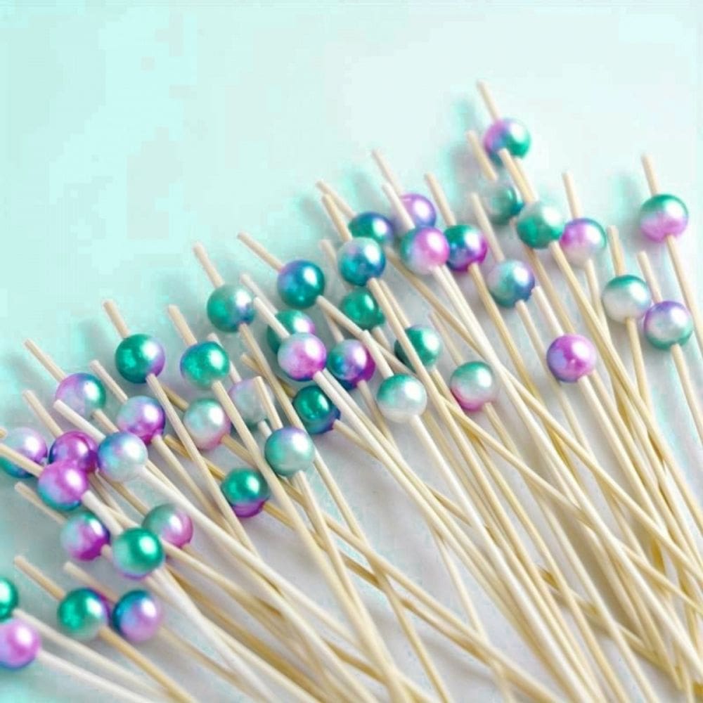 Palitos De Bambu Com Bolinhas Coloridas Pérola 20 Un Silverfestas