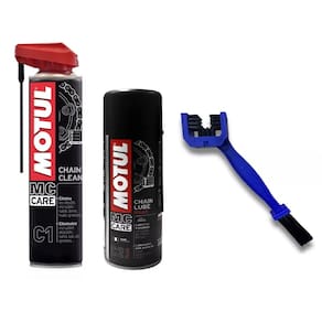Kit Limpa Corrente Motul Moto Bike Motul C1 Chain Clean + C2 Chain Lube Road 400 Ml + Escovinha
