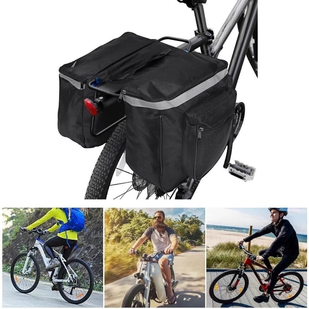Bolsa Bicicleta Dupla Alforge Lateral Bagageiro Bike Porta Objetos Ferramentas Primeiros Socorros Mala Traseira 4 Bolsos