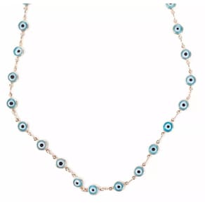 Colar Olho Grego Turco Azul Claro Folheado a Ouro 18k