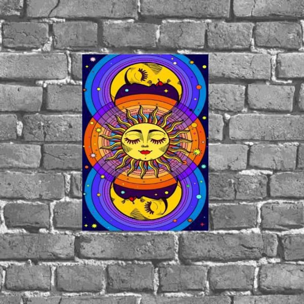 Placa Decorativa Mística Sol E Lua 18X27Cm