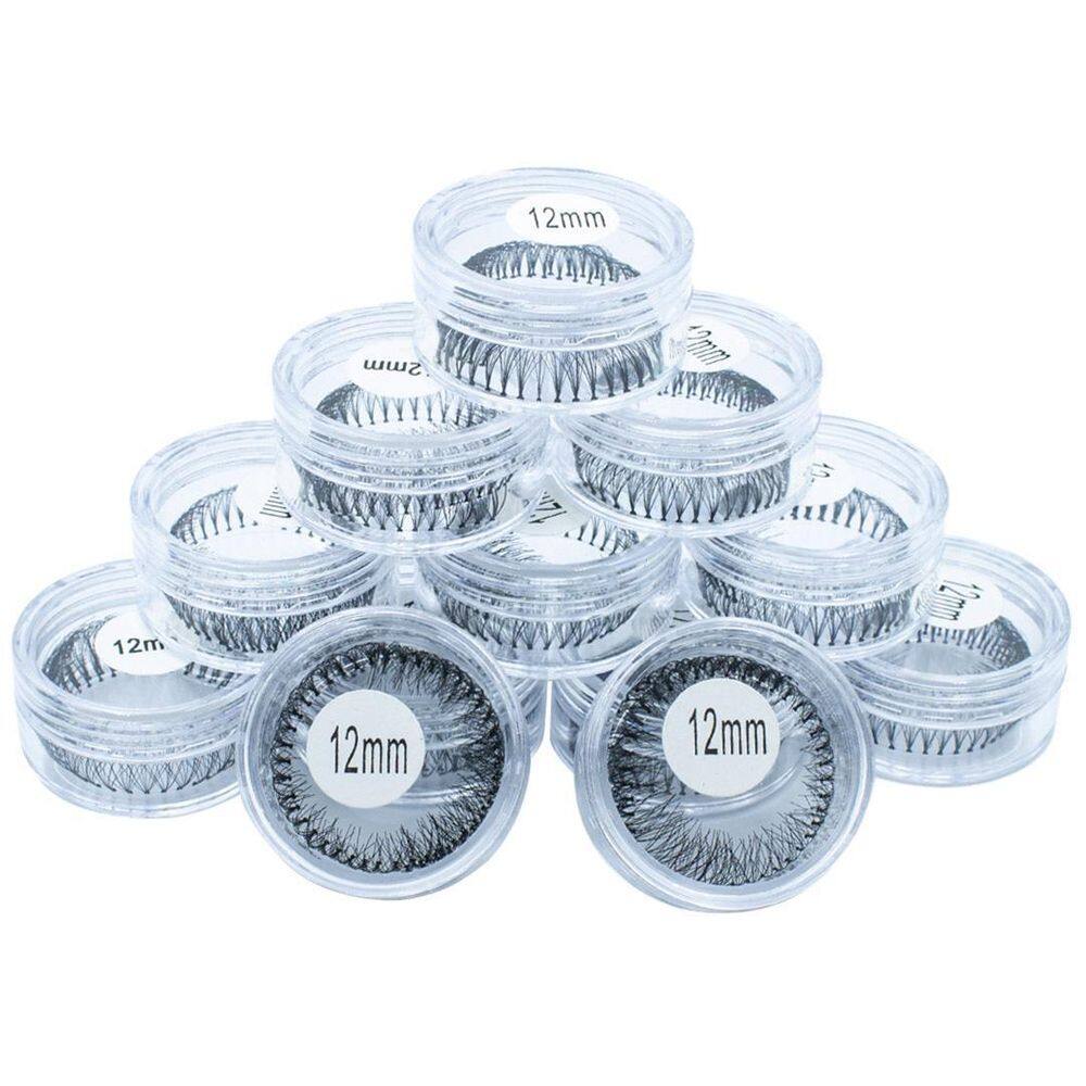 Kit 12 Cílios Tufo No Pote Alongamento Extensão Tufinho 12Mm