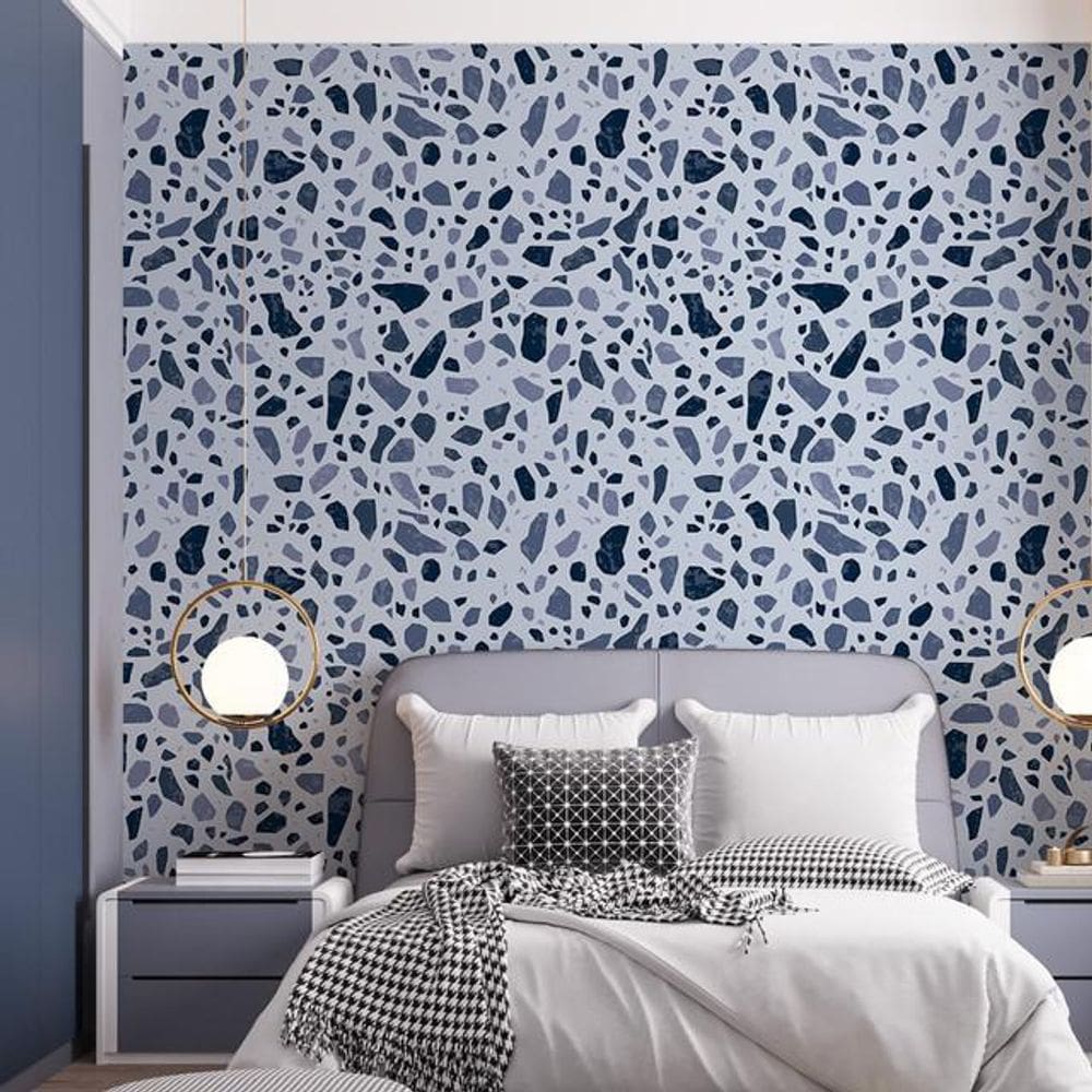 Papel De Parede Adesivo Granilite Tons Azul Escuro - 3,0M