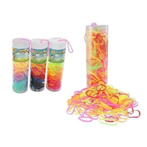 Tubo Com 200 Unidades Elásticos Silicone Cabelo Colorido