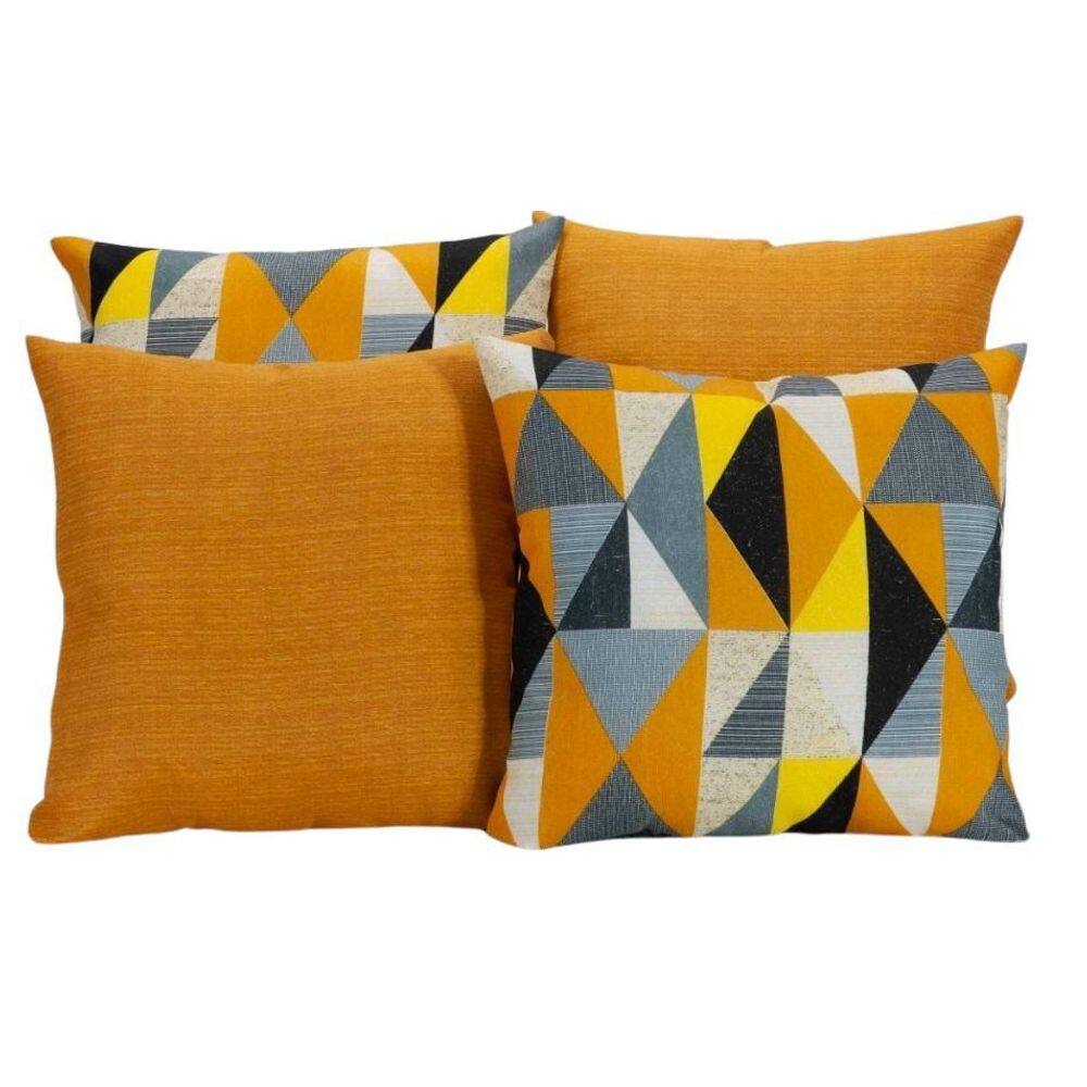 Kit 4 Capas De Almofadas Geométrico Colorido Com Laranja 001